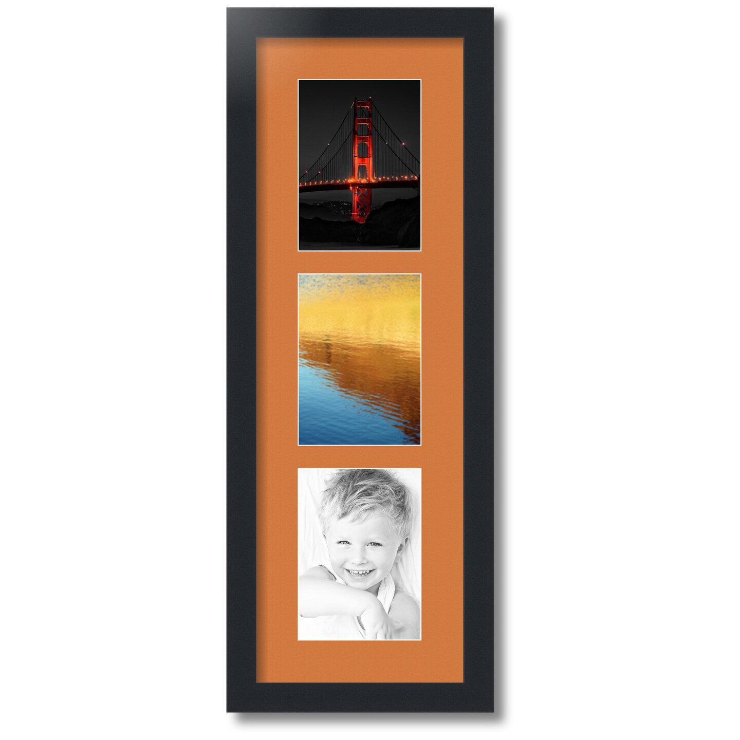 ArtToFrames Collage Photo Picture Frame with 3 - 5x7 inch Openings, Framed in Black with Over 62 Mat Color Options and Plexi Glass (CSM-3926-138)