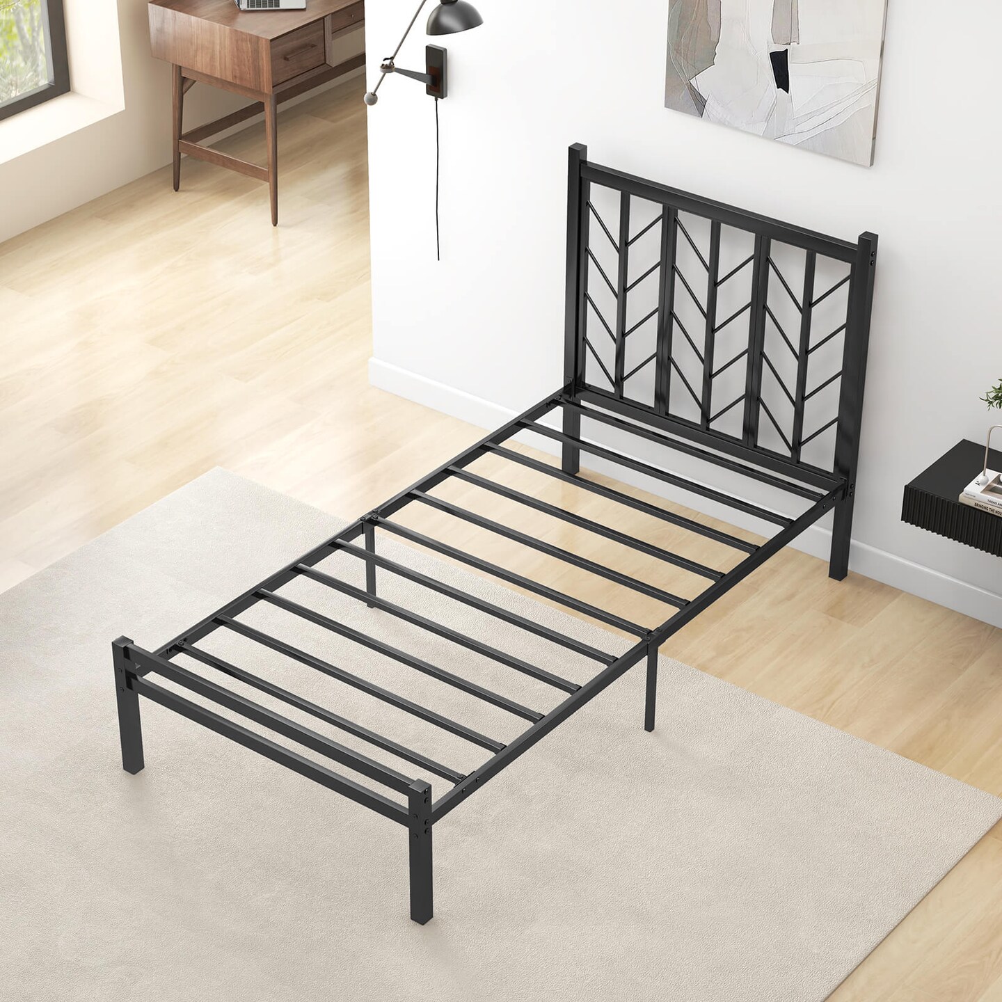 Costway Twin/Full/Queen Size Platform Bed with Headboard 11.5" Under Bed Storage Easy Assembly