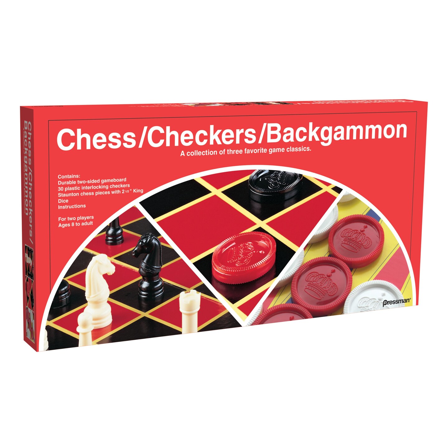 Pressman Checker/Chess/Backgammon with Folding Board