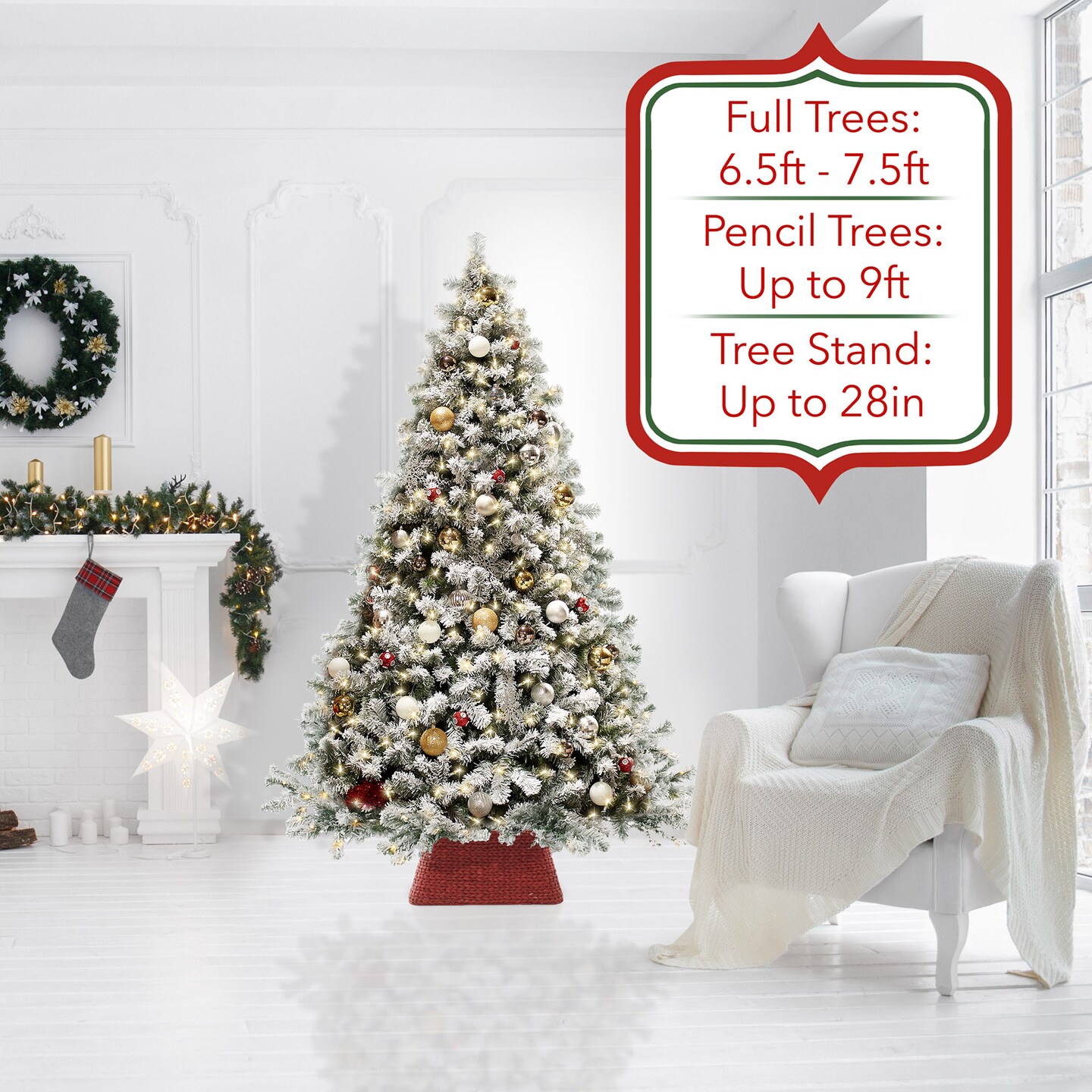 Casafield 22-Inch Christmas Tree Collar, Water Hyacinth Woven Tree Square Base Cover with Cord Cut Out,