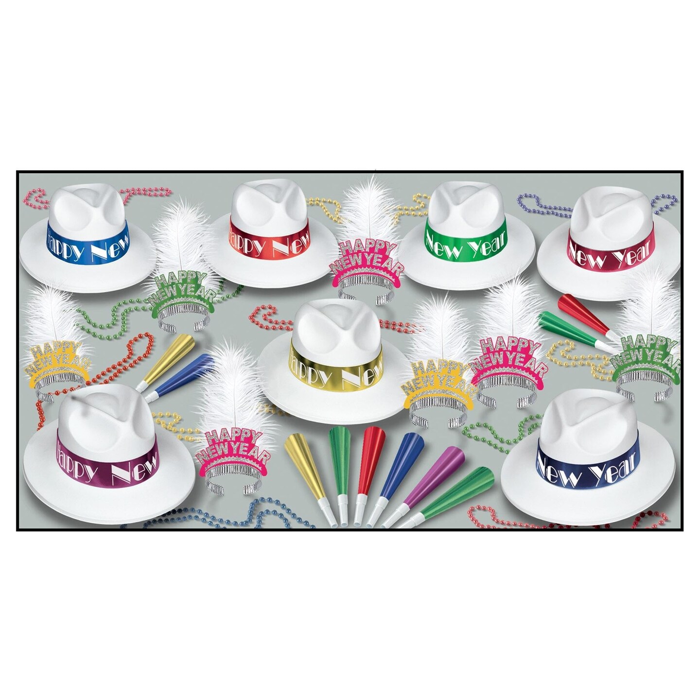 Beistle Caribbean Swing New Year&#x27;s Eve Party Kit for 50 People