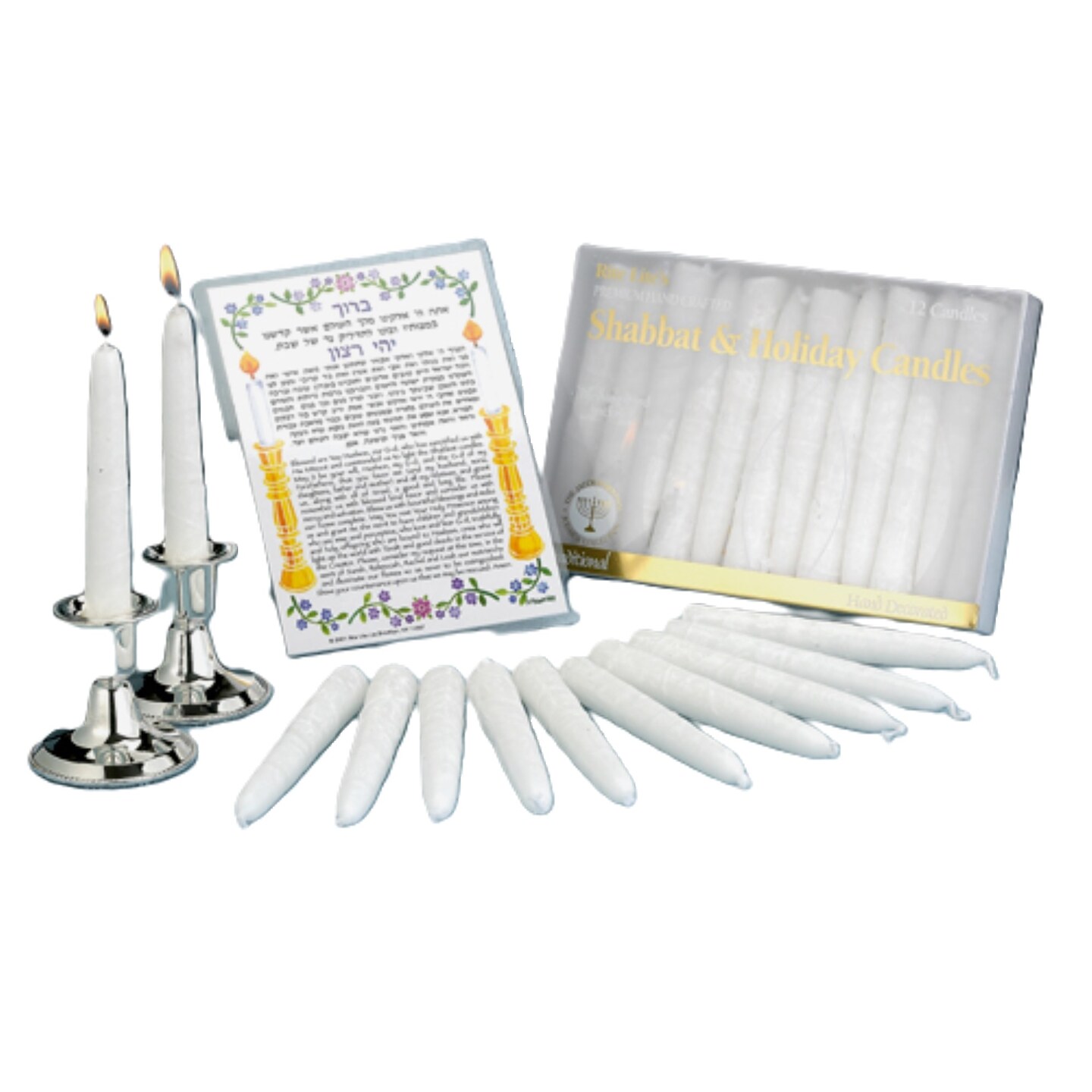 Rite Lite 12 White Premium Handcrafted Shabbat Candles 9&#x22;