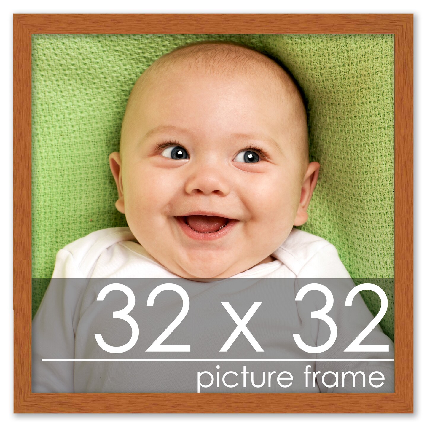 Square Modernist Brown Picture Frame - UV Acrylic, Foam Board Backing, Hanging Hardware