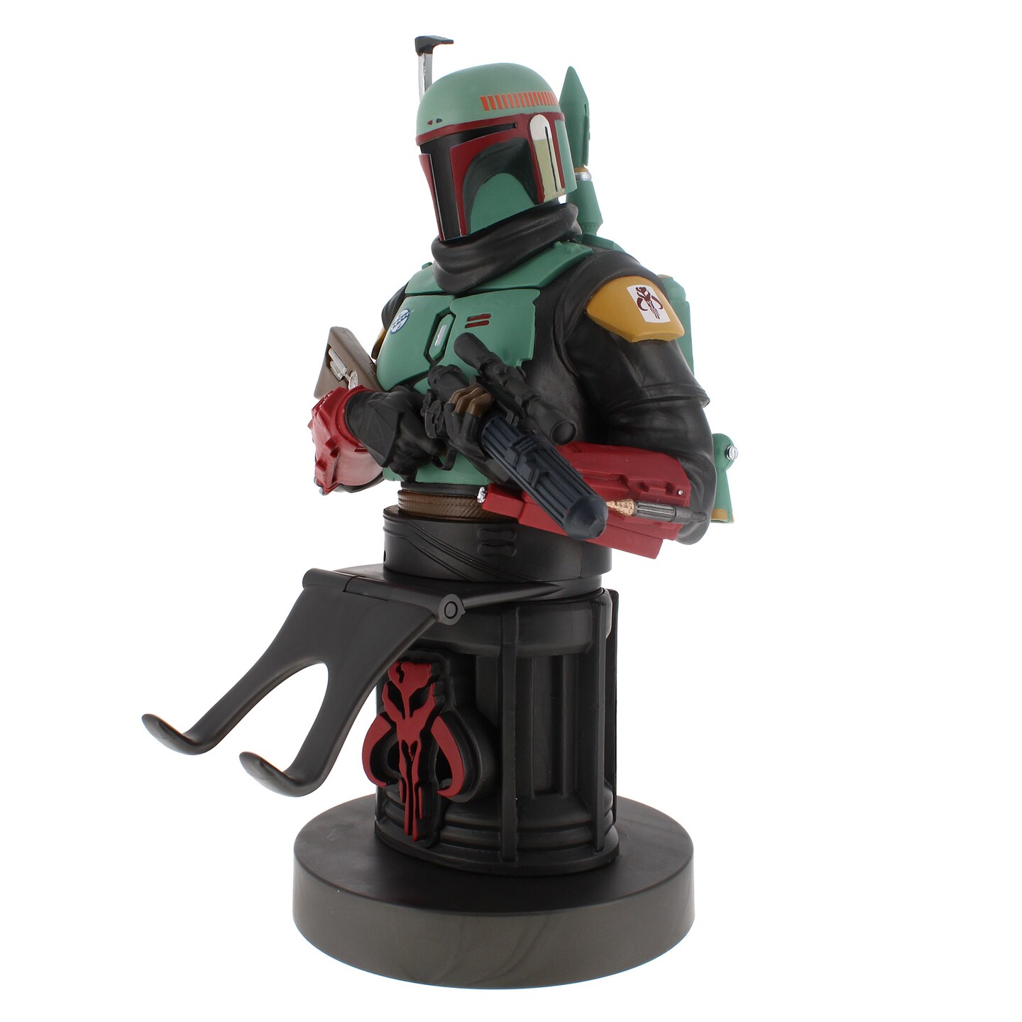 Exquisite Gaming: The Mandalorian: Boba Fett - Original Mobile Phone &#x26; Gaming Controller Holder, Device Stand, Cable Guys, Licensed Figure