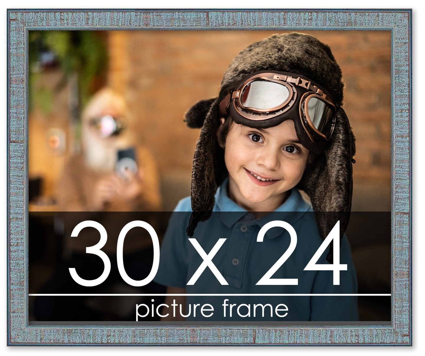 Textured Blue Picture Frame - UV Acrylic, Backing Board, Hanging Hardware Included