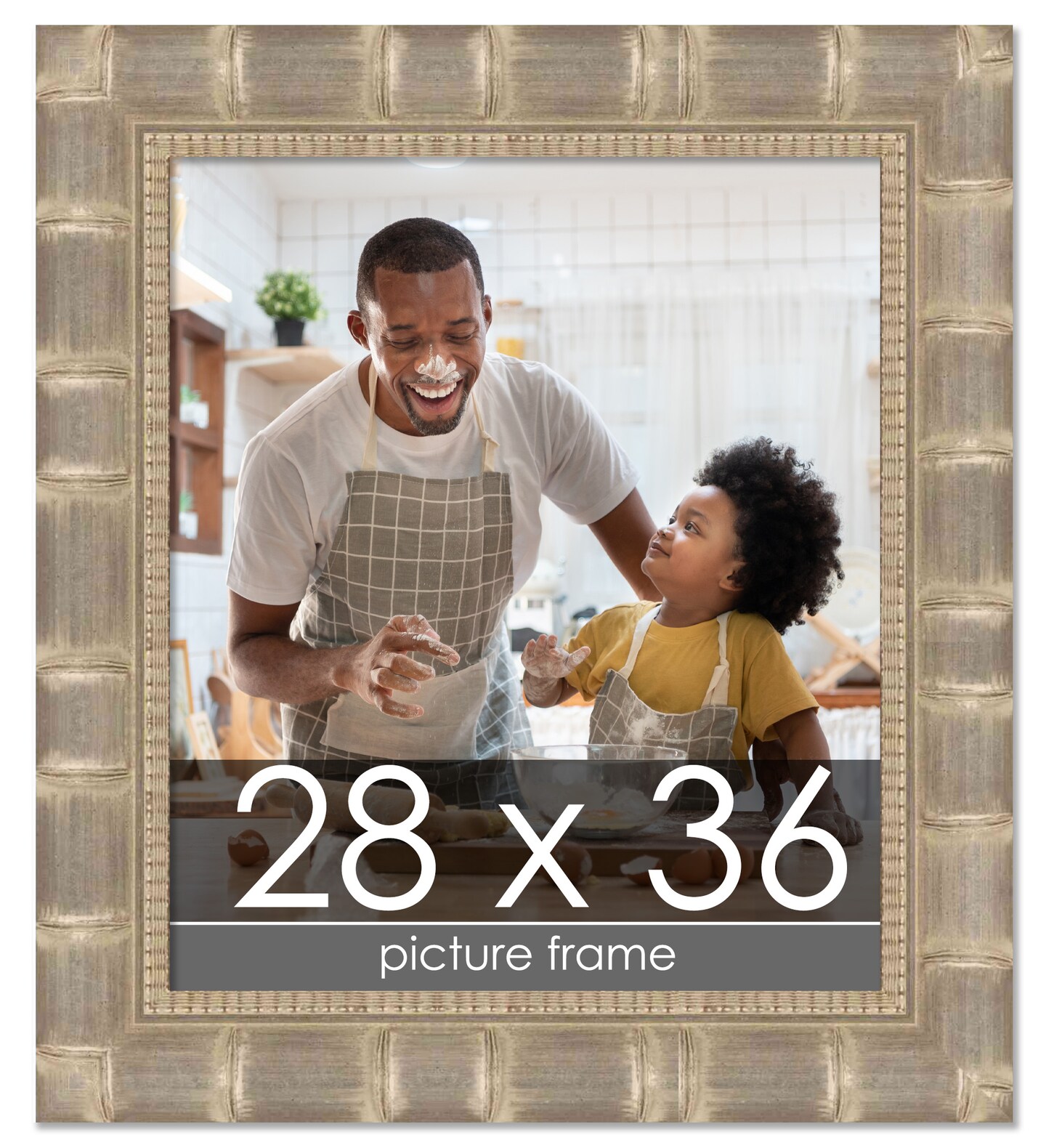 28x36 Wide Bamboo Picture Frame with UV-Resistant Acrylic &#x26; Acid Free Backing, Available in  4 Finishes - Brown, Black, Silver, and Natural