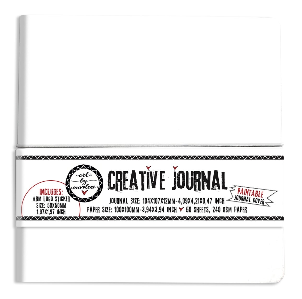 Art By Marlene Creative Paintable Journal Cover-Nr. 14, All White With Separate Sticker
