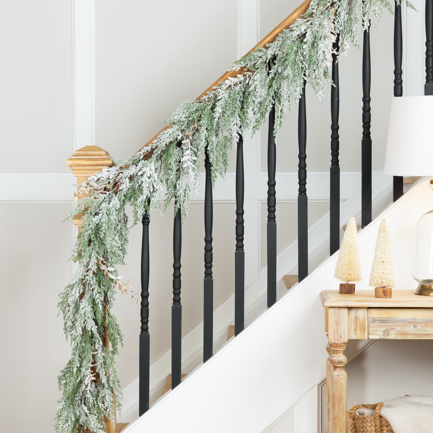 Northlight Real Touch&#x2122; Flocked Cedar Pine Artificial Christmas Garland - 10&#x27; - Unlit