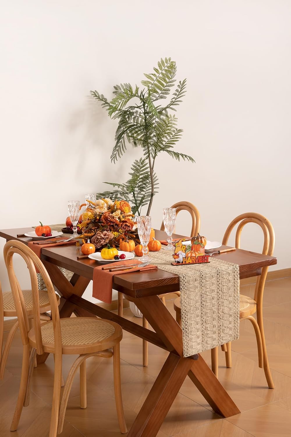 Burlap Table Runner 72 Inches Long Brown Jute Boho Rustic Vintage Farmhouse Woven Table Runner for Home Decor Dining Room Kitchen Fall Thanksgiving Christmas