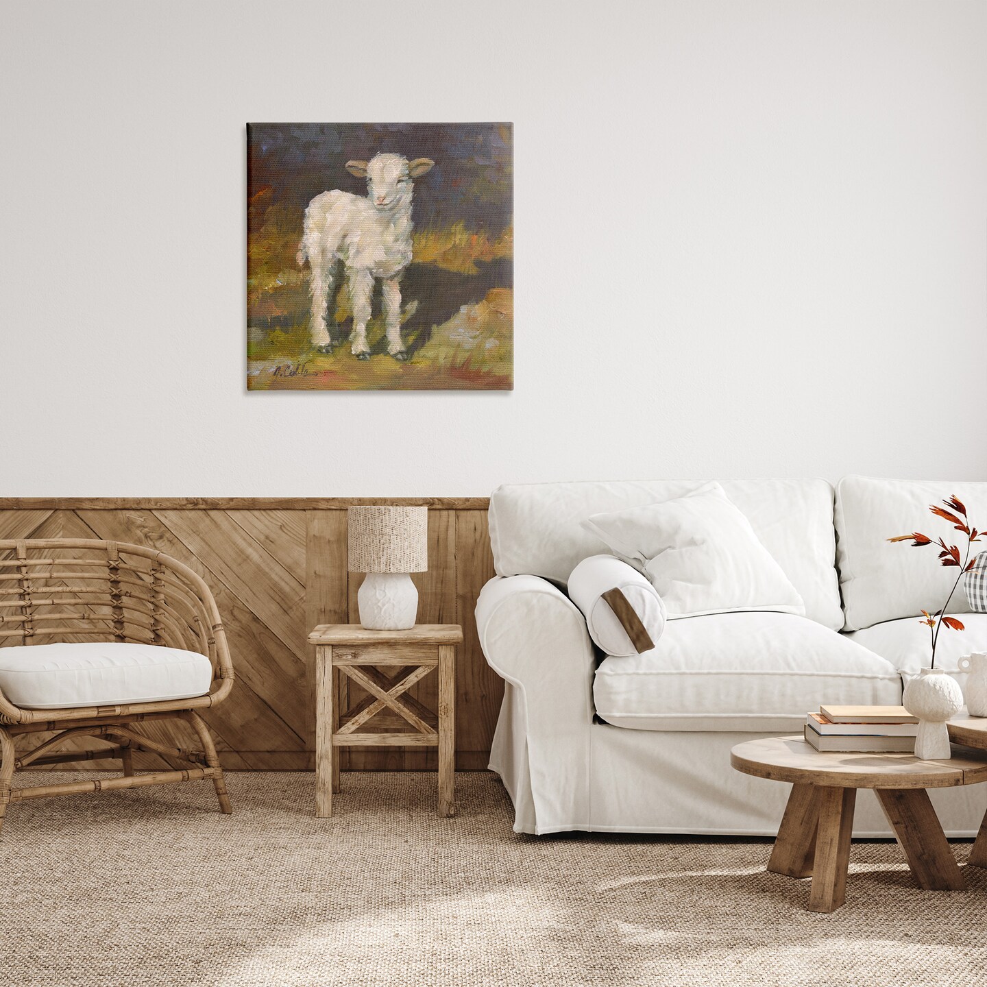 Stupell Industries Soft Baby Lamb Painting Canvas Wall Art