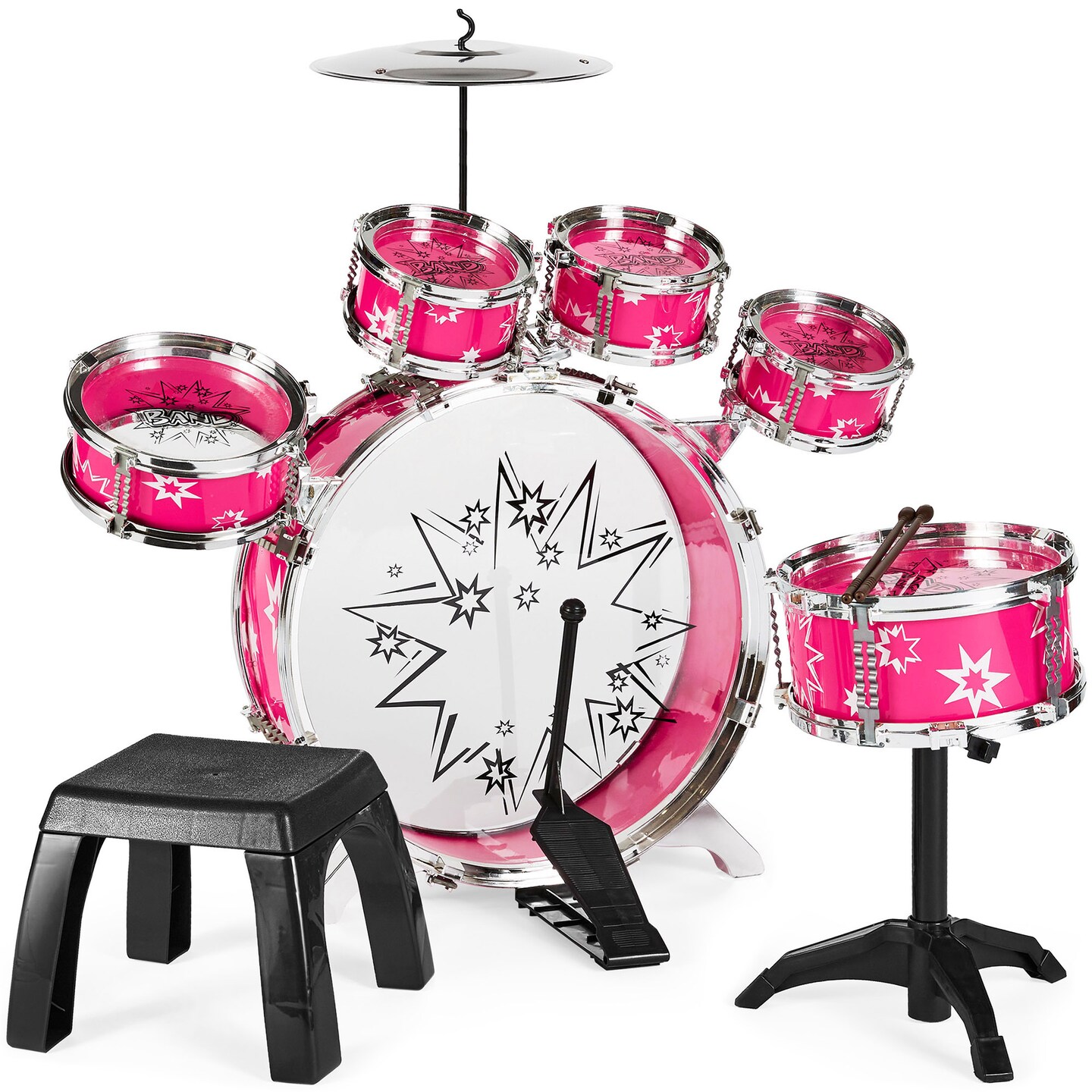 Best Choice Products 11-Piece Kids Starter Drum Set w/ Bass Drum, Tom Drums, Snare, Cymbal, Stool, Drumsticks