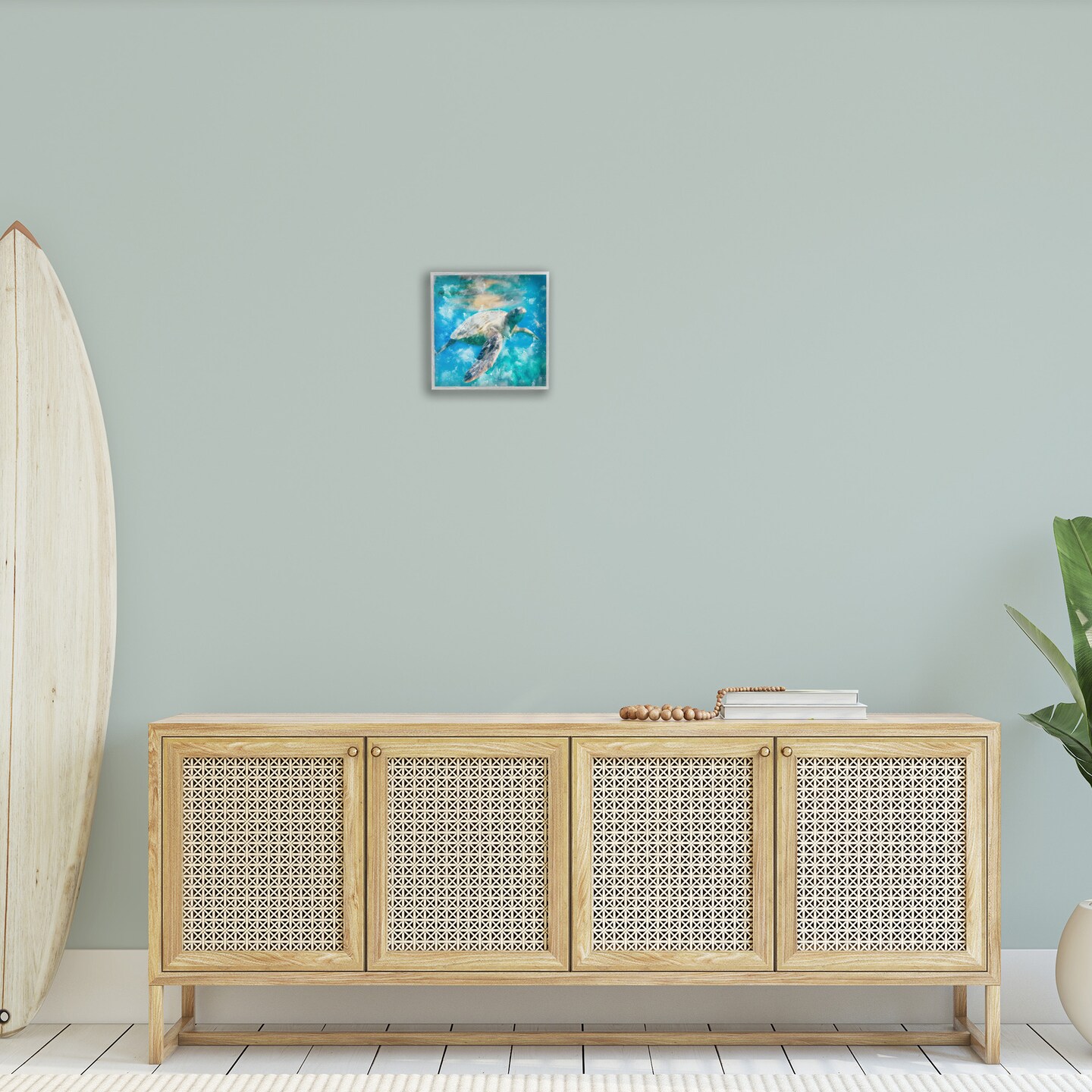Stupell Industries Aquatic Swimming Sea Turtle Framed Giclee Art