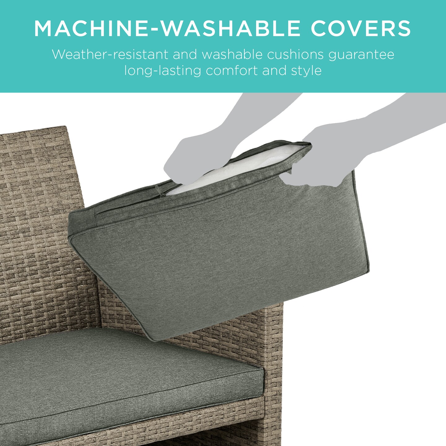 Best Choice Products 4-Piece Outdoor Wicker Patio Conversation Furniture Set w/ Table, Cushions