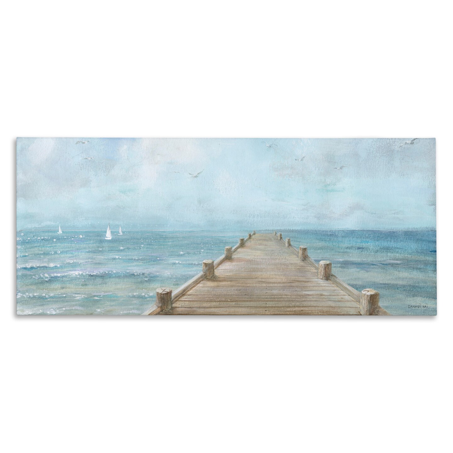 Stupell Industries Waterfront Pier Coastal Ocean View Canvas Wall Art