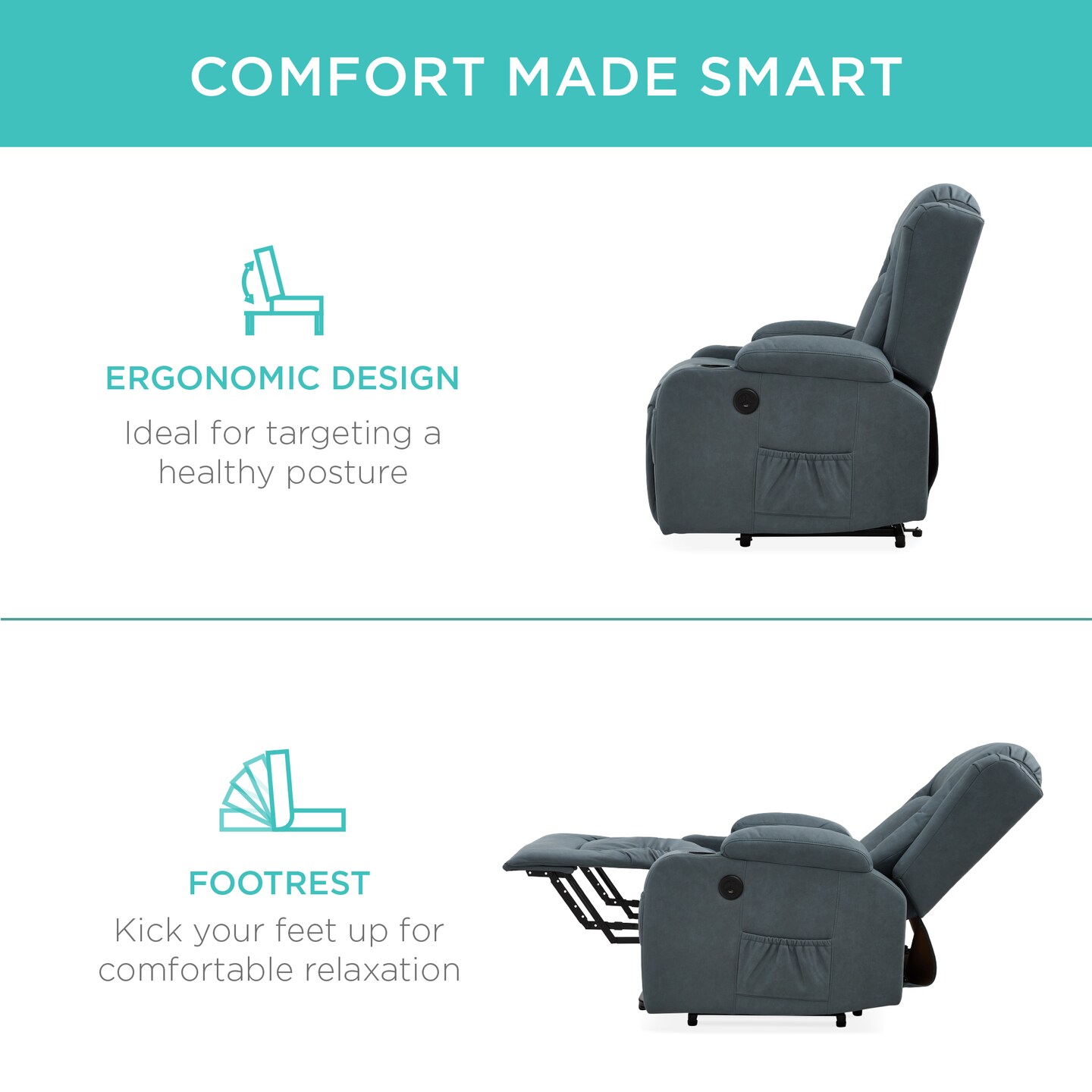 Best Choice Products Electric Power Lift Recliner Massage Chair Furniture w/ USB Port, Heat, Cupholders
