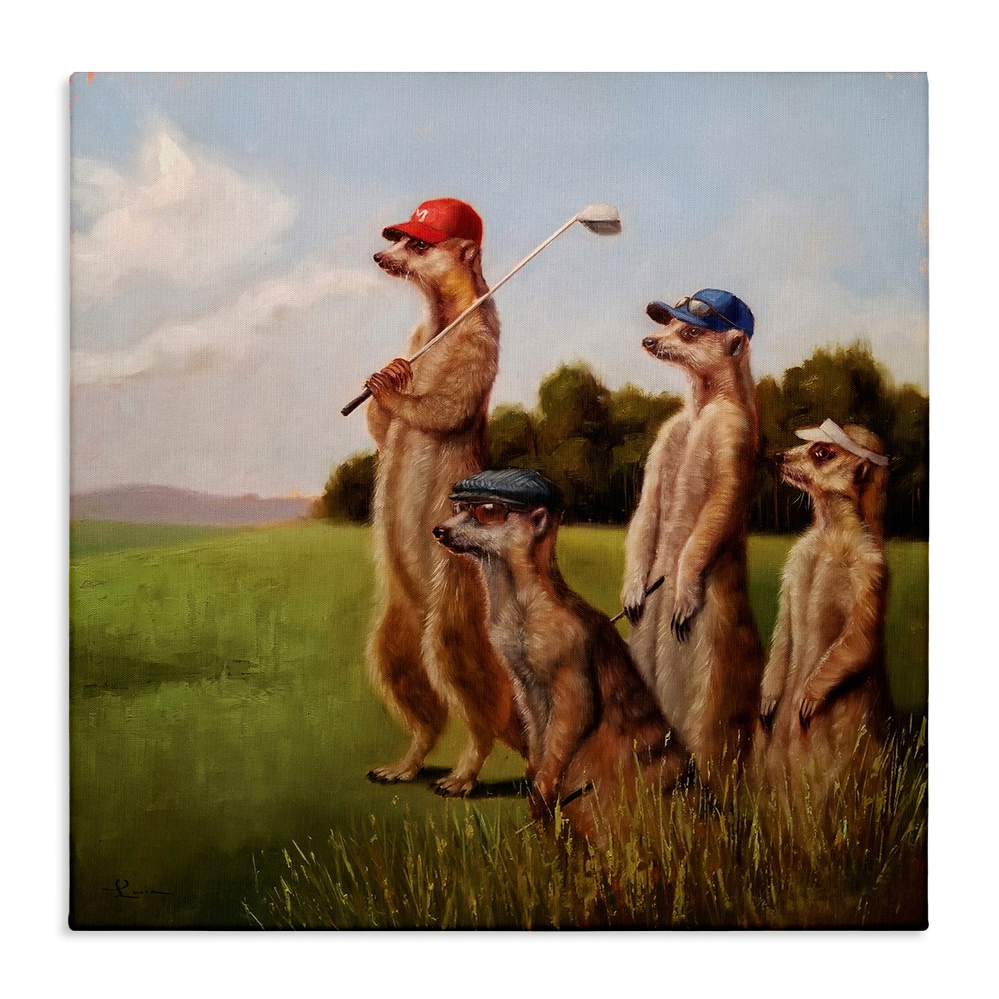 Stupell Industries Meerkats Playing Golf Canvas Wall Art
