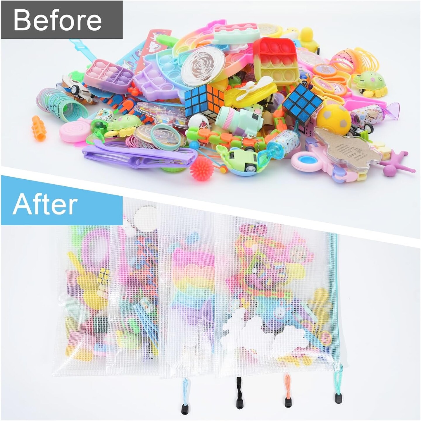 30 Pcs Mesh Zipper Pouch Bags, A4 Size Waterproof File Bags, with 10 Colors, for Organizing Office Supplies, Board Games, Puzzles, and Classroom Organization, Assorted Letter Size Zipper Pouches