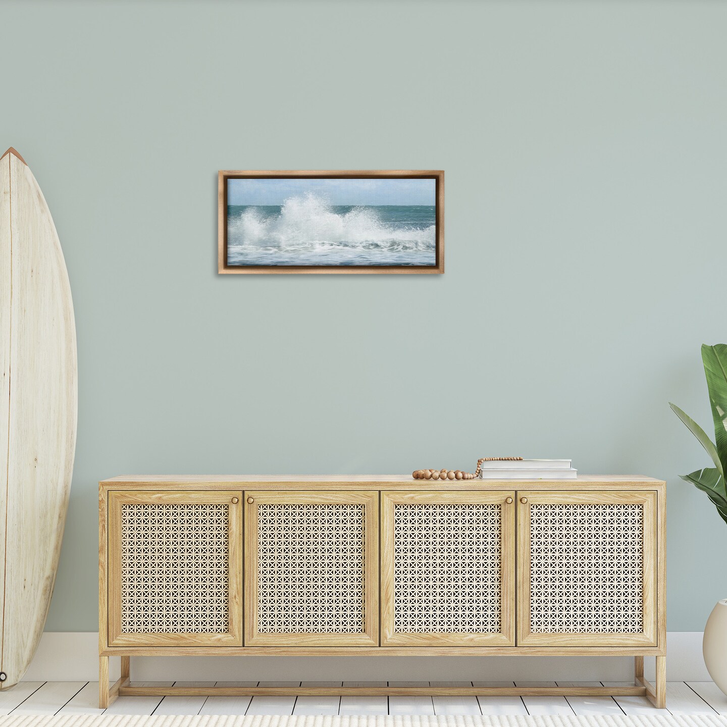 Stupell Industries Ocean Waves Crashing Foam Splash Framed Floater Canvas Wall Art