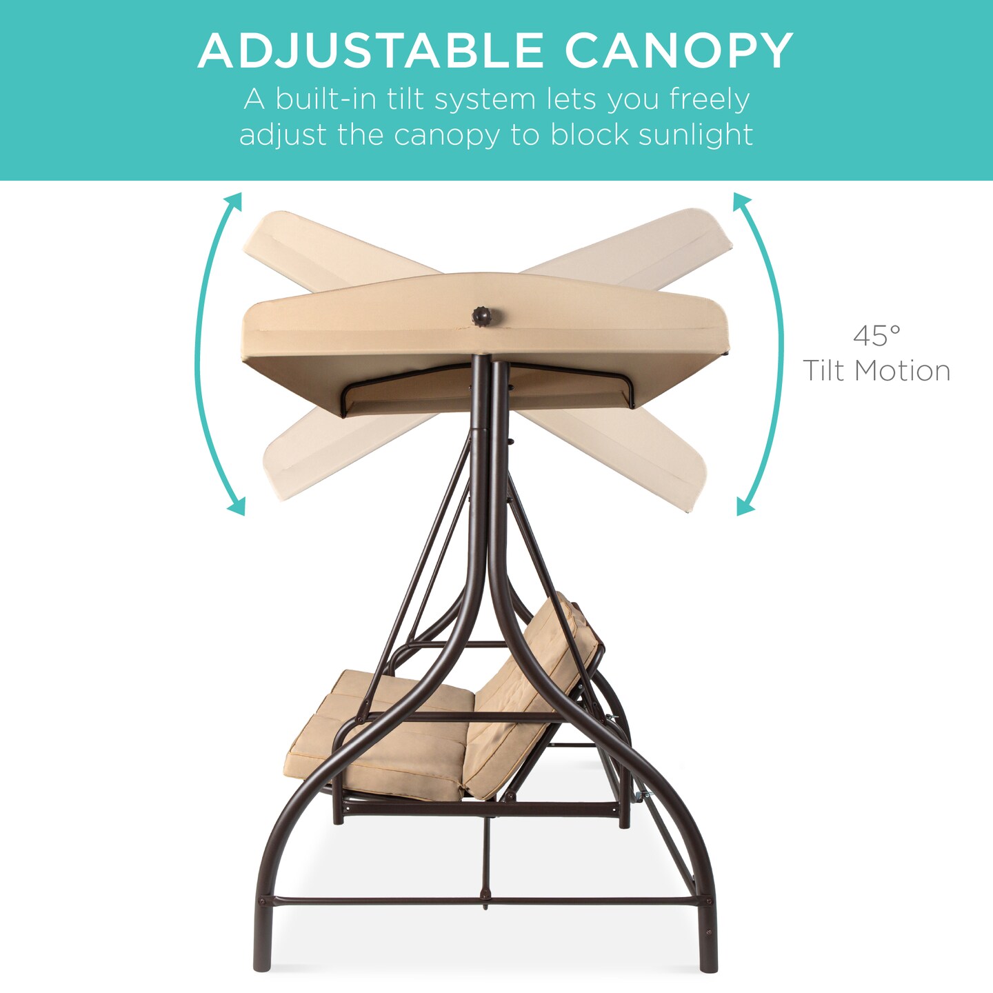 Best Choice Products 3-Seat Outdoor Converting Canopy Swing Glider Patio Hammock w/ Removable Cushions