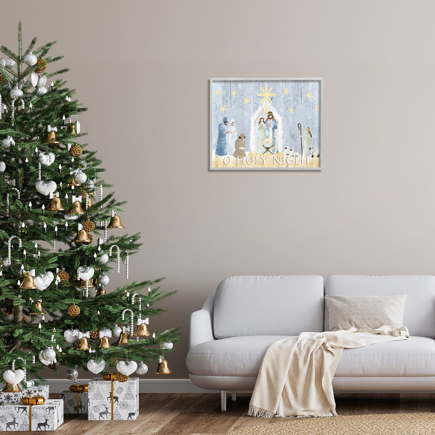 Stupell Industries Nativity Barn Stable Scene Framed Giclee Art
