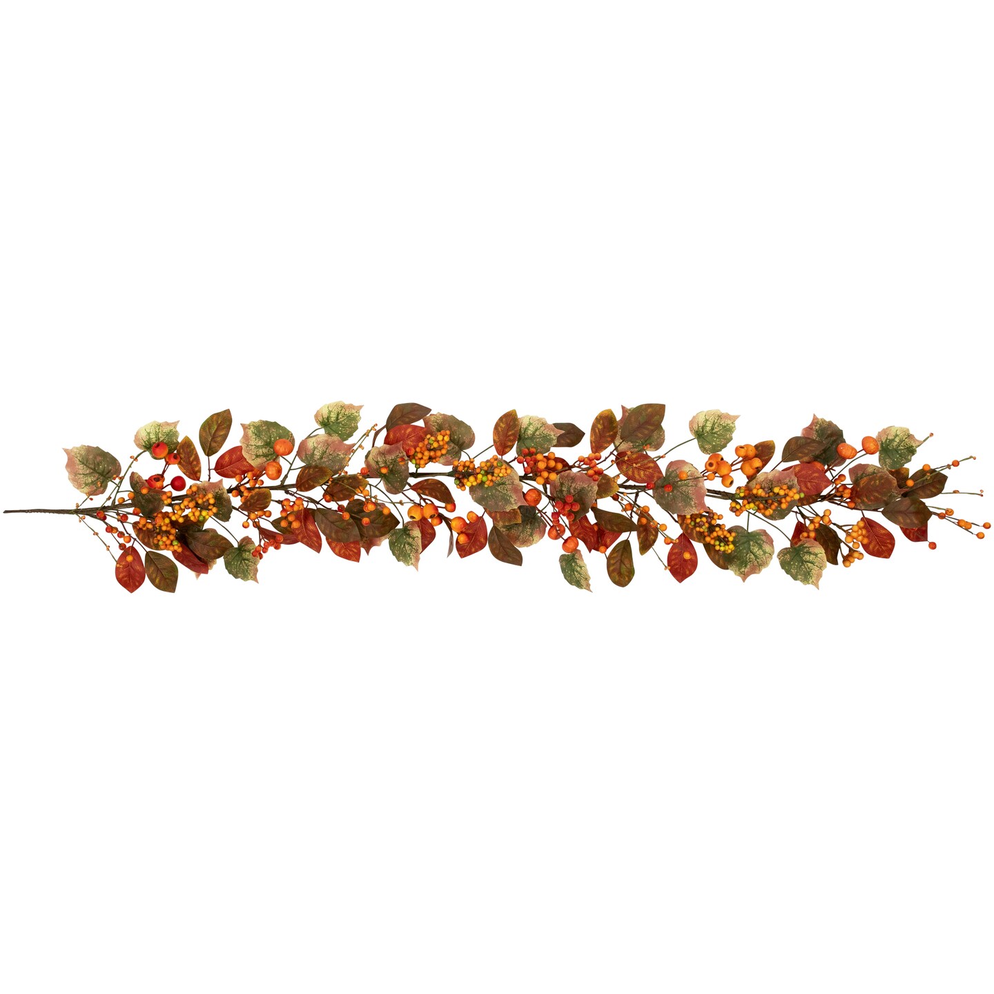 Northlight Berries, Leaves and Mini Gourds Artificial Fall Harvest Garland - 5&#x27; x 10&#x22; - Unlit