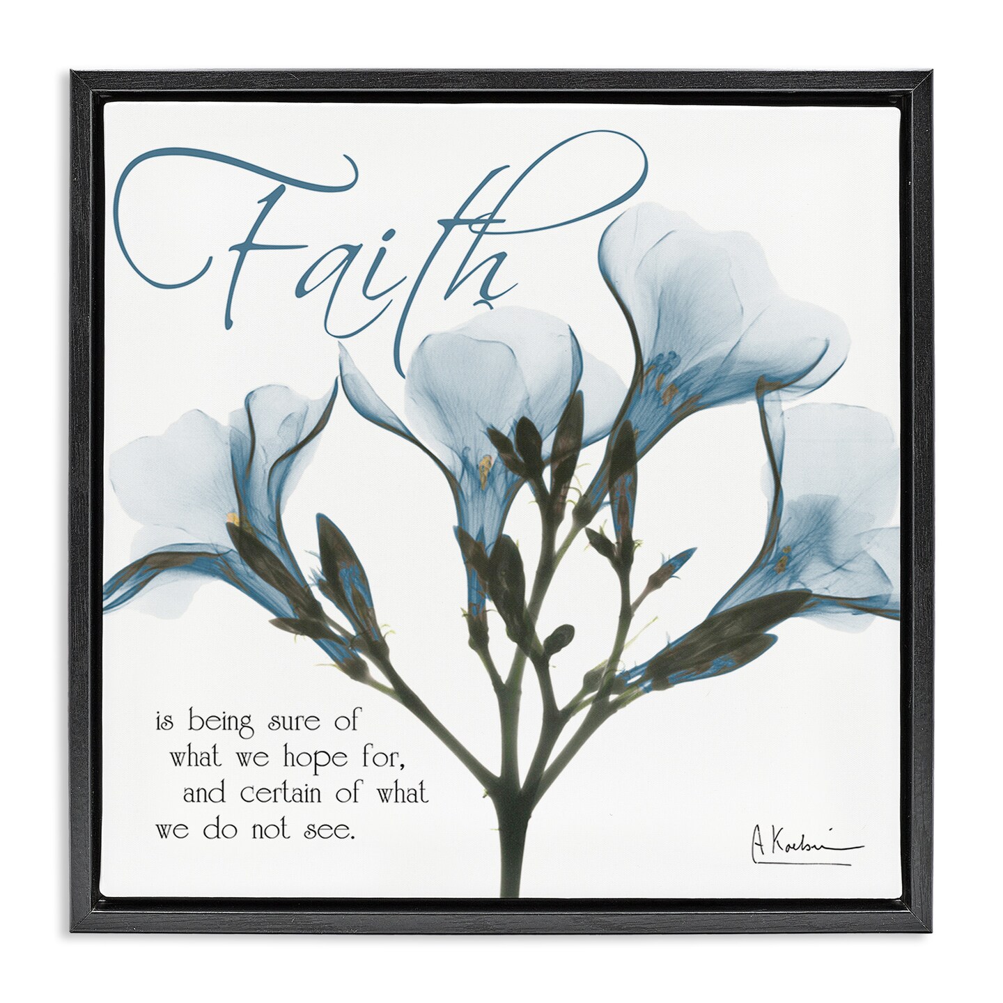 Stupell Industries Faith Phrase Flower Silhouette Framed Floater Canvas Wall Art