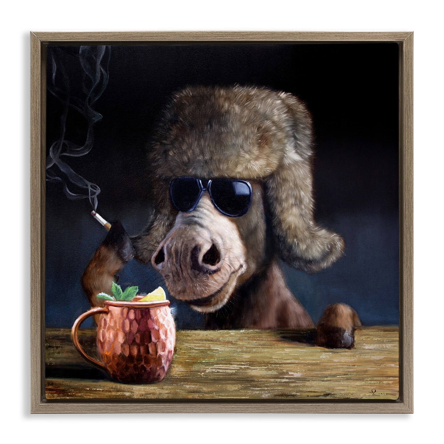 Stupell Industries Moscow Mule Funny Animal Framed Floater Canvas Wall Art