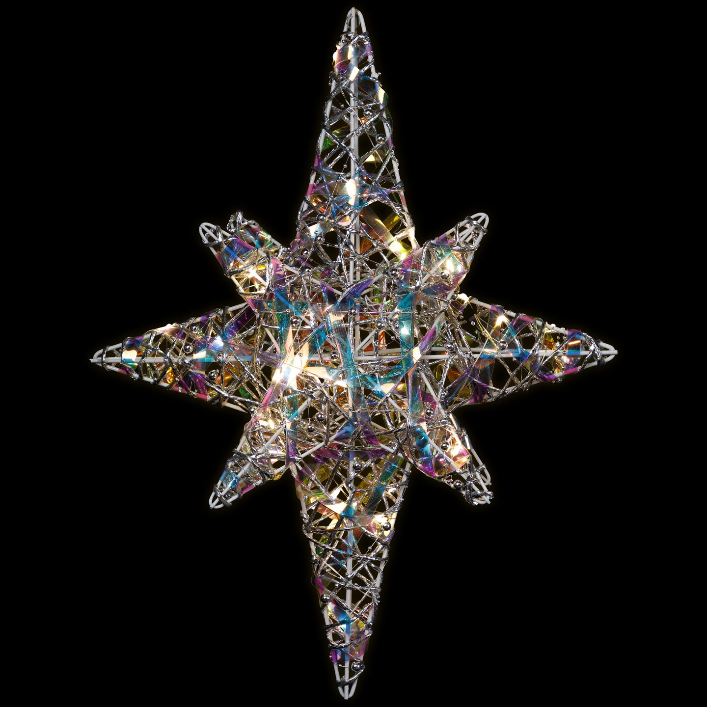 Northlight 3D Lighted Iridescent Beaded Bethlehem Star Outdoor Christmas Decoration - 20"