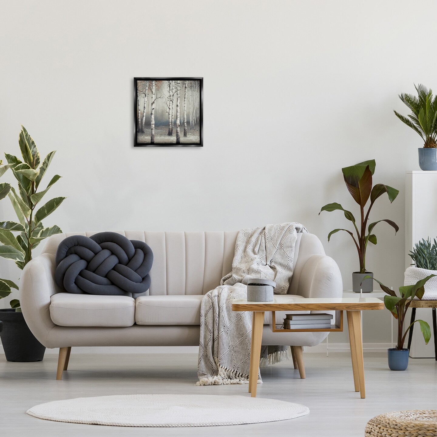 Stupell Industries Birch Trees with Misty Haze Framed Floater Canvas Wall Art