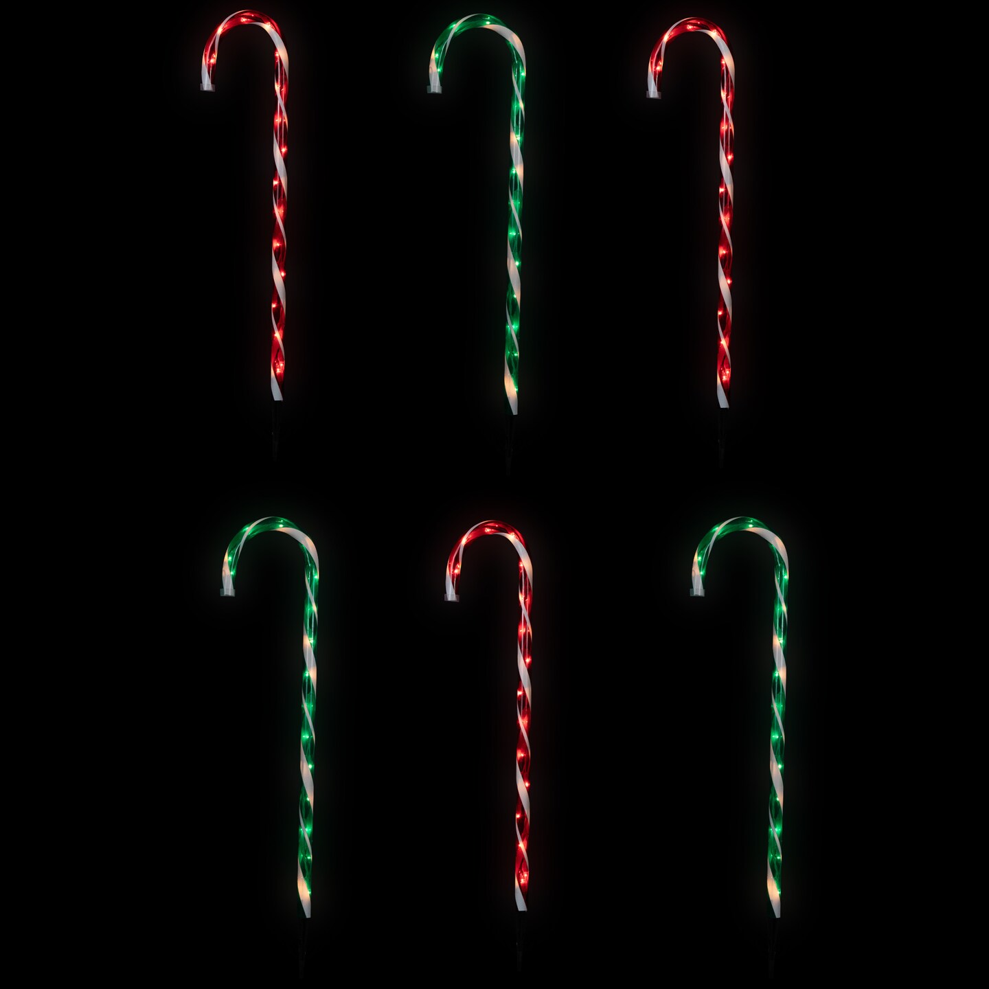 Northlight Lighted Outdoor Christmas Candy Cane Pathway Markers - 28&#x22; - Red/Green - Set of 6