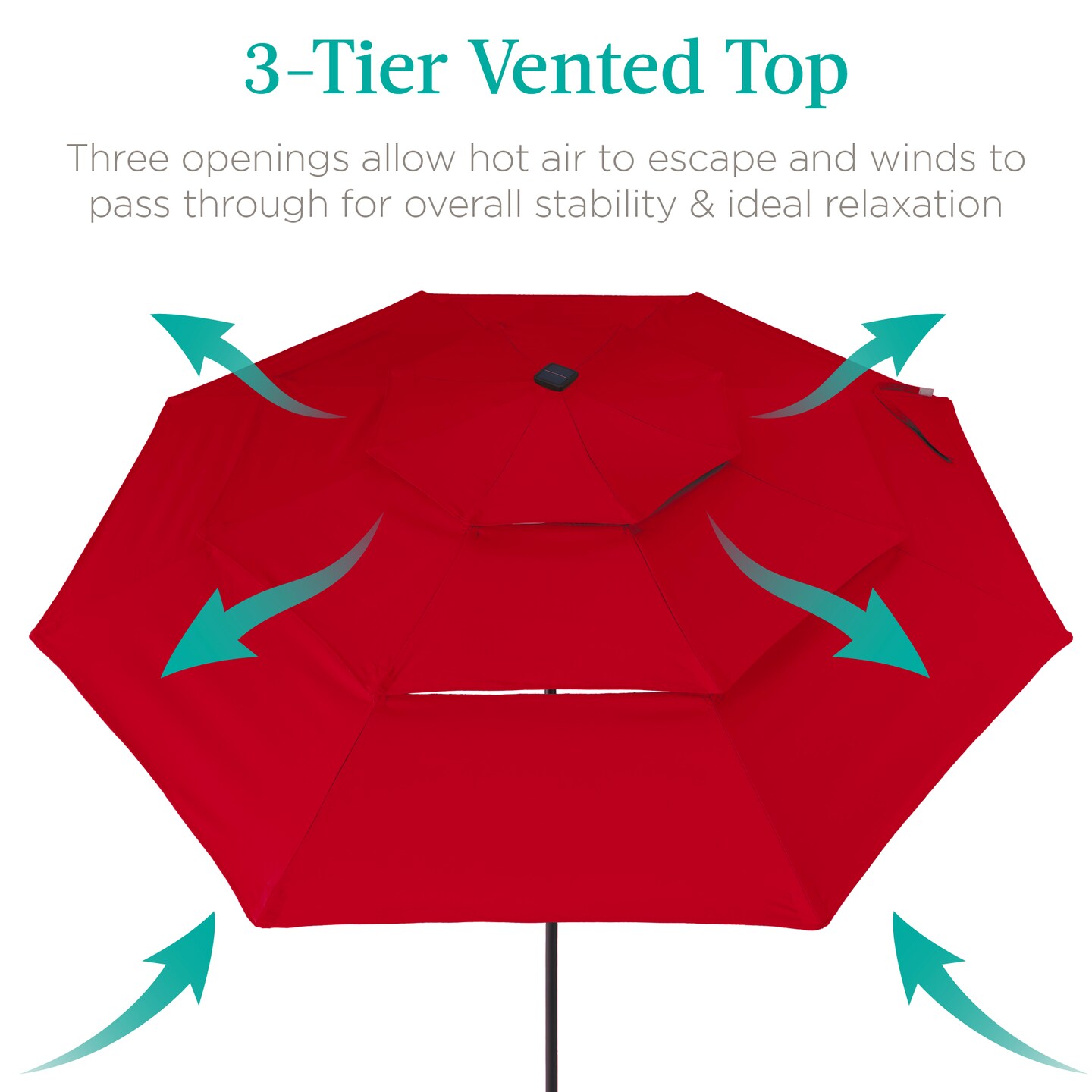 Best Choice Products 10ft 3-Tier Solar Patio Umbrella w/ 24 LED Lights, Tilt Adjustment, Easy Crank