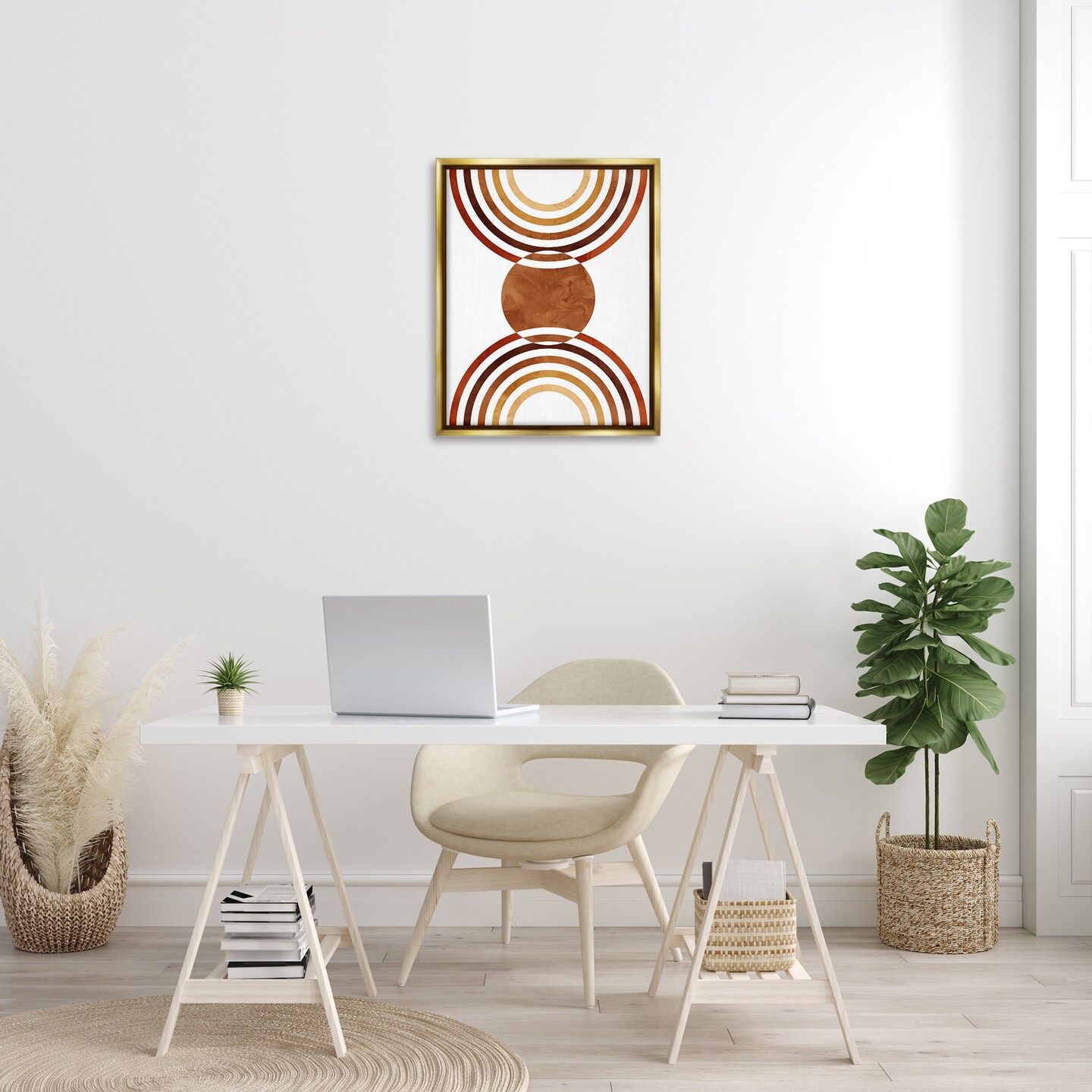Stupell Industries Boho Earthy Arches Framed Floater Canvas Wall Art
