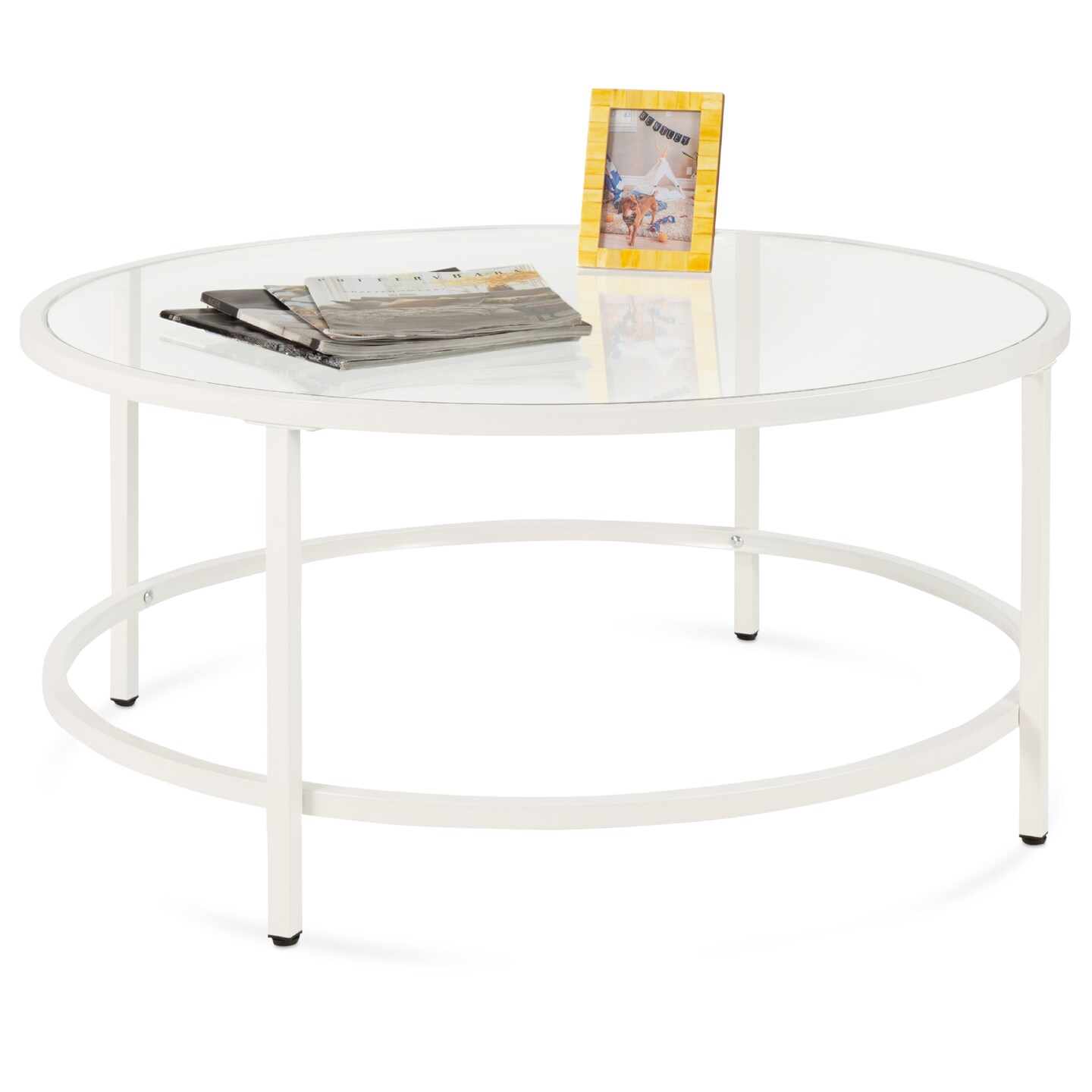 Best Choice Products 36in Round Tempered Glass Coffee Table for Home, Living Room, Dining Room