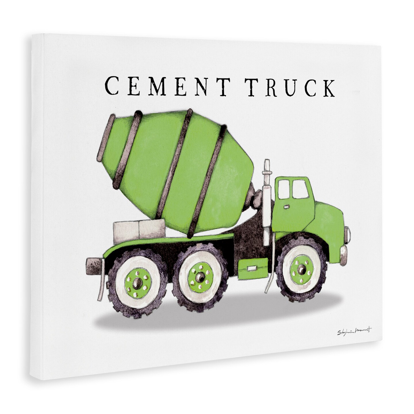 Stupell Industries Green Cement Truck Construction Canvas Wall Art
