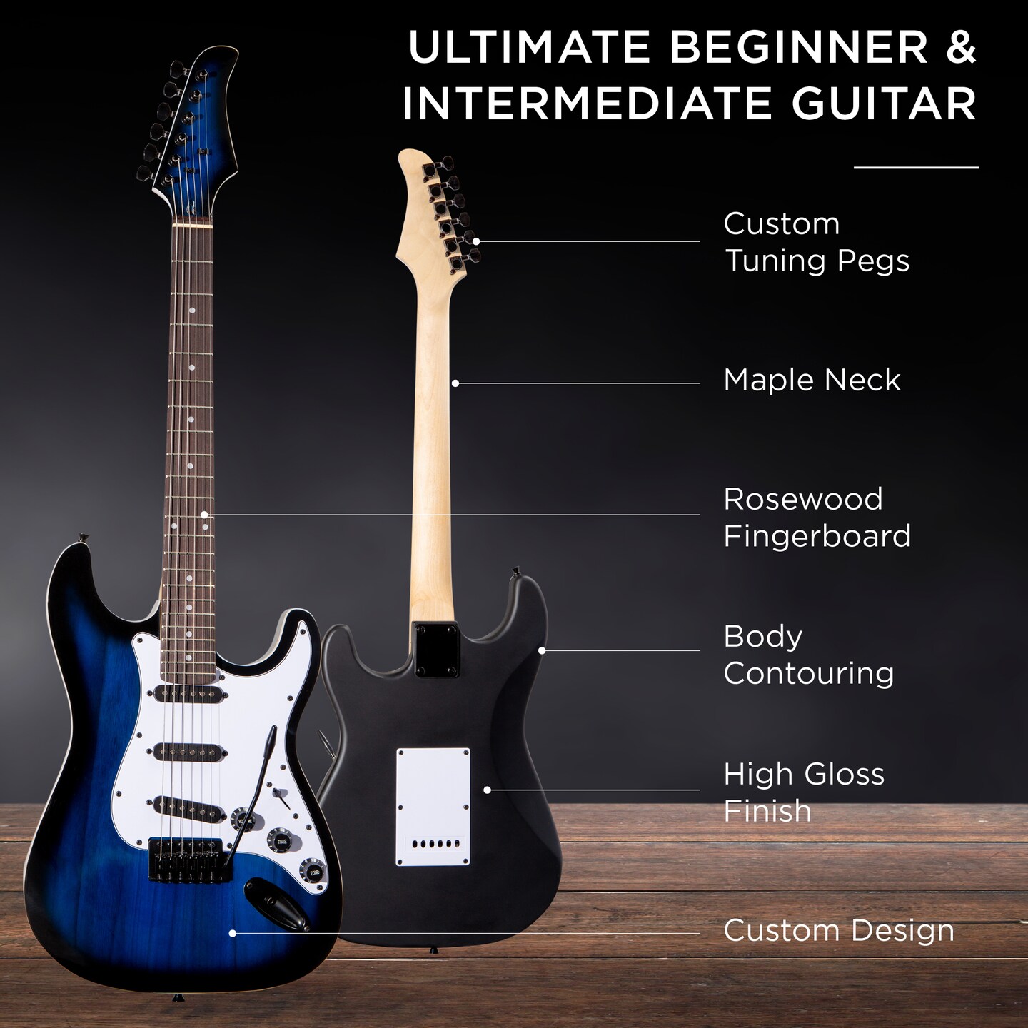Best Choice Products 39in Full Size Beginner Electric Guitar Kit with Case, Strap, Amp, Whammy Bar