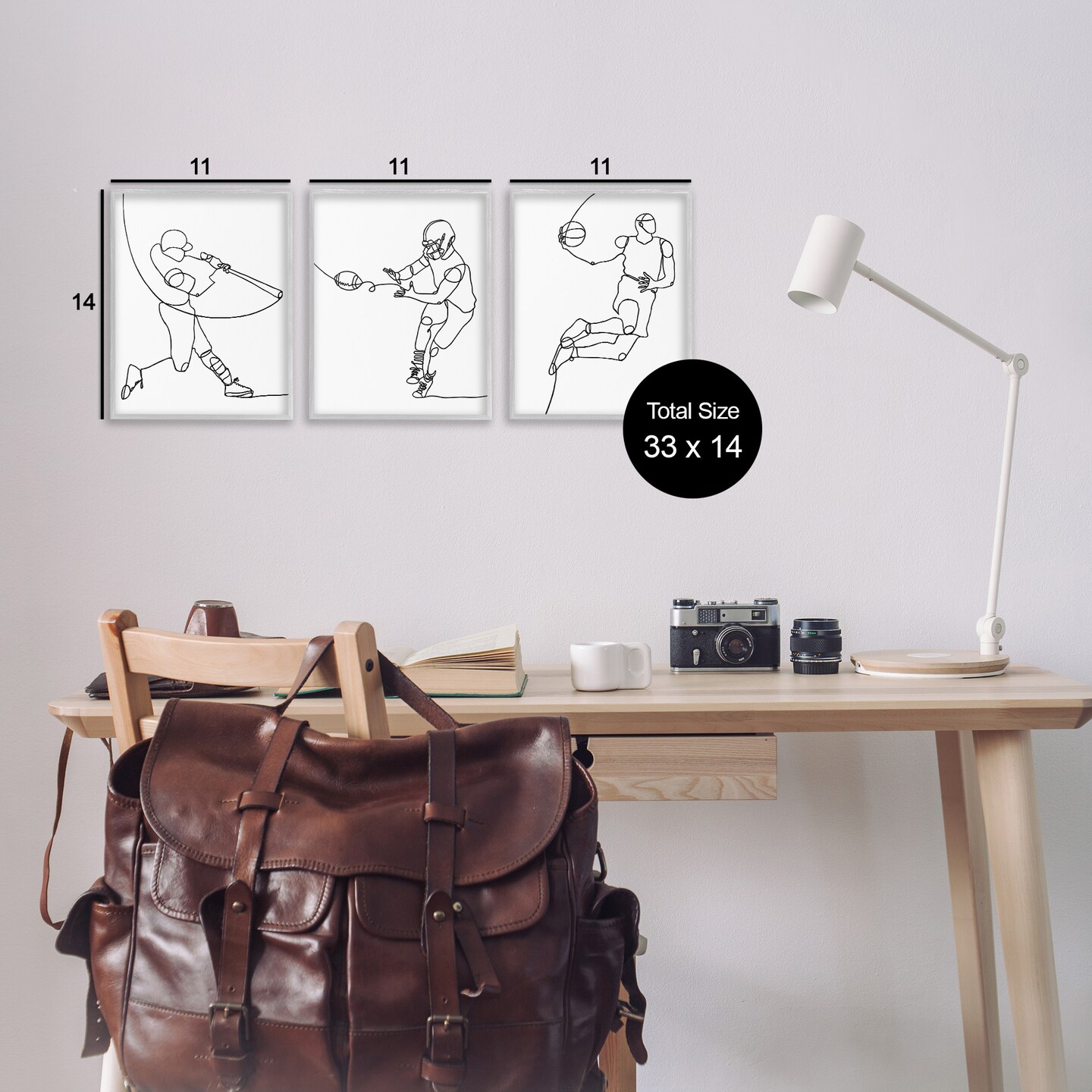 Stupell Industries Simple Line Doodle Playing Sports Framed Giclee Art