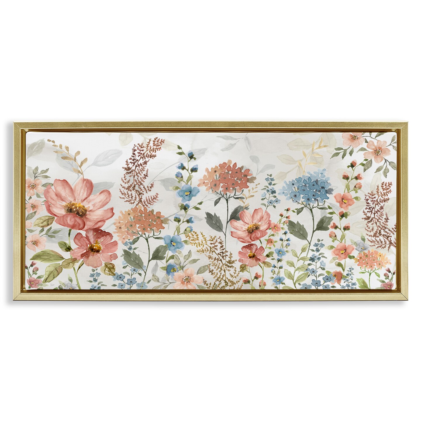 Stupell Industries Pastel Spring Florals Framed Floater Canvas Wall Art