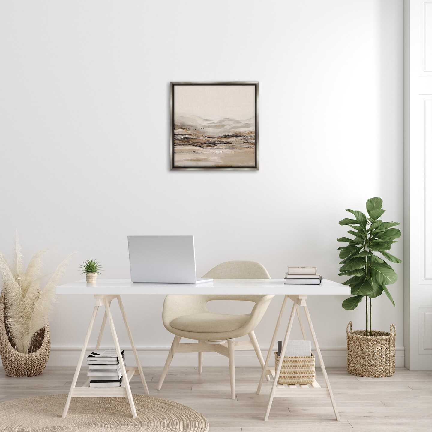 Stupell Industries Abstract Mountains Landscape Framed Floater Canvas Wall Art