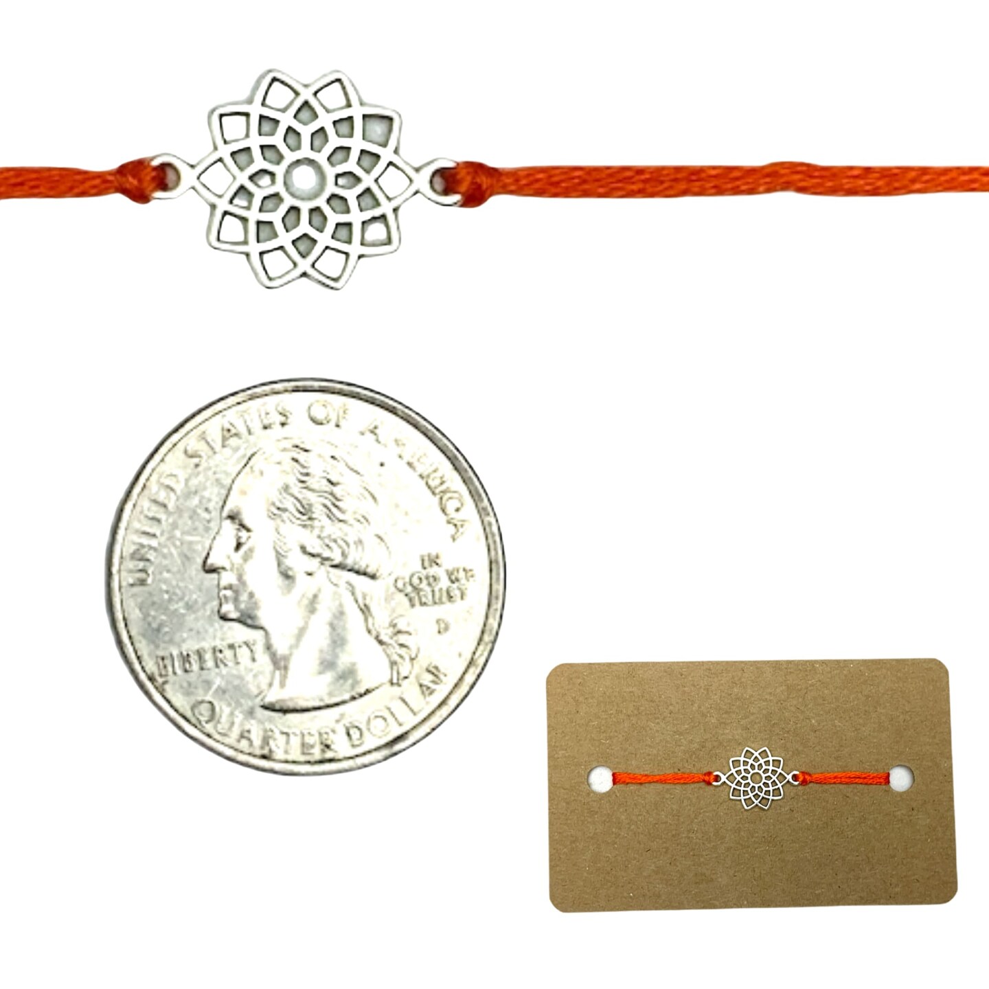 Lotus Charm Rakhi Bracelet Indian Rakhi Bracelet Desi Favors Rakhi for Raksha Bandhan Handcrafted Rakhi for Brother Bhaiya Bhabhi Bracelet with Ties