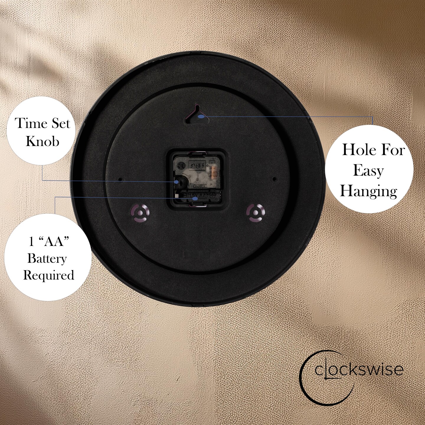 Clockswise Black Analog Clock – Silent, Non-Ticking for Wall, Office Desk, Table and Shelf, Battery-Operated Perfect for Home Office, Farmhouse Kitchen Decor, Bathroom, School and Bedroom Decor