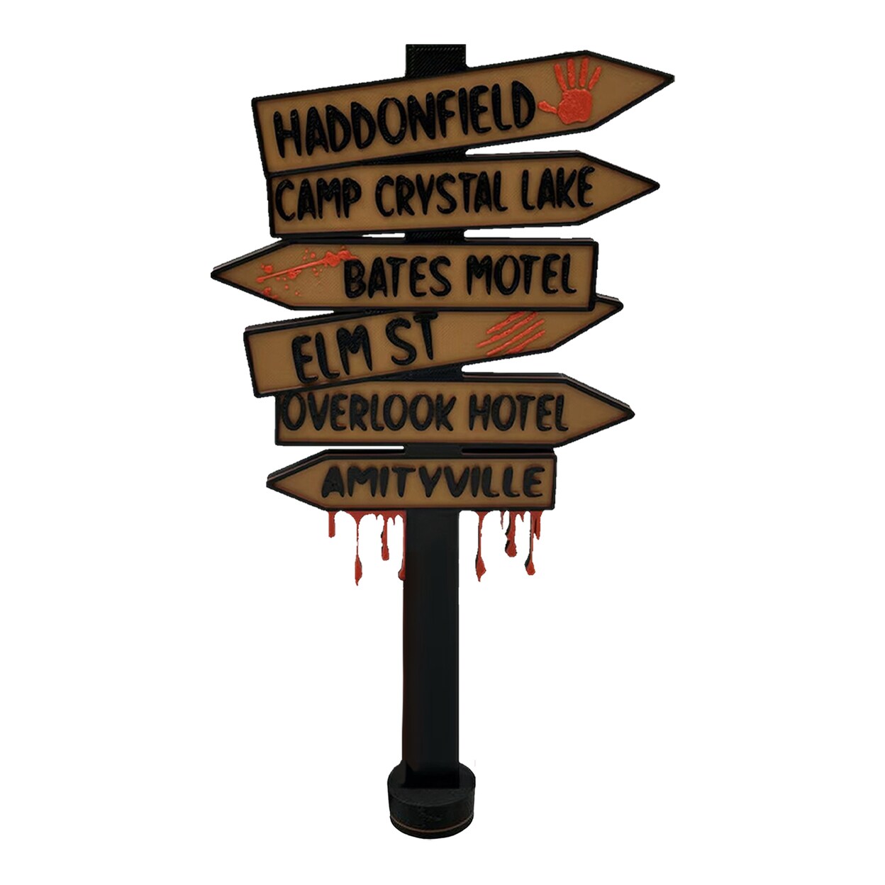 Horror Movie Destination Road Sign Decoration Halloween Spooky Mini Street Guide Board Desktop Ornament Festival Party