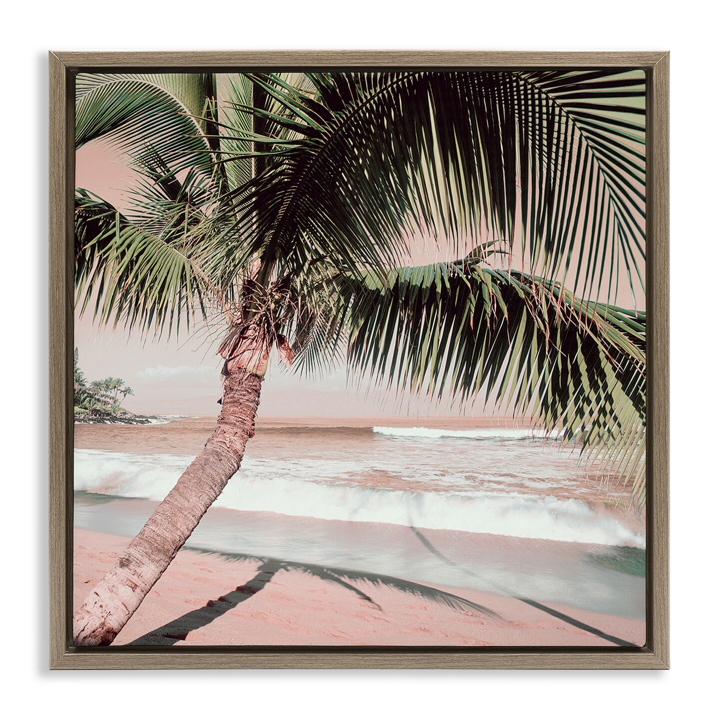 Stupell Industries Palm Tree Shadow on Sand Framed Floater Canvas Wall Art Design by Danita Delimont