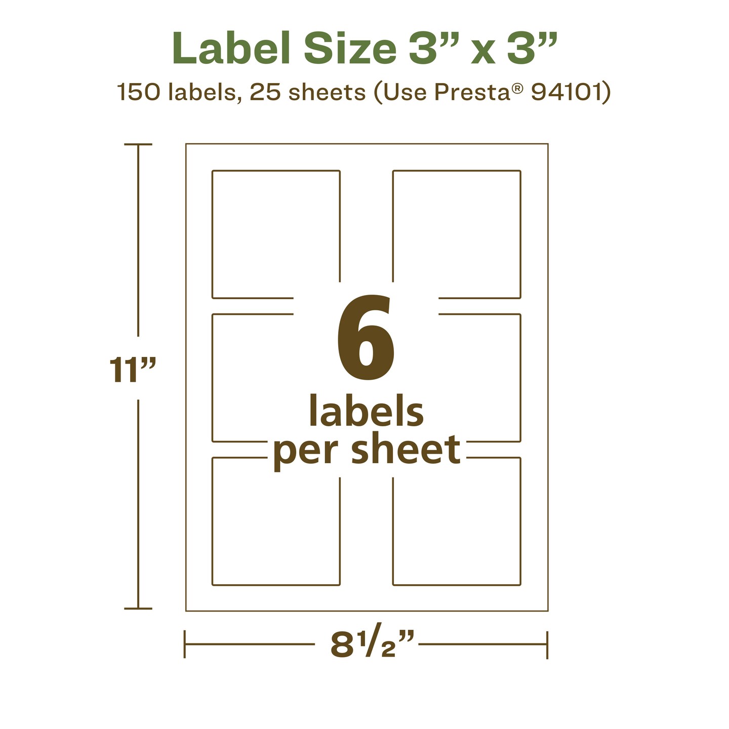 Avery Recycled Matte White Labels,  3&#x22; x 3&#x22; Square