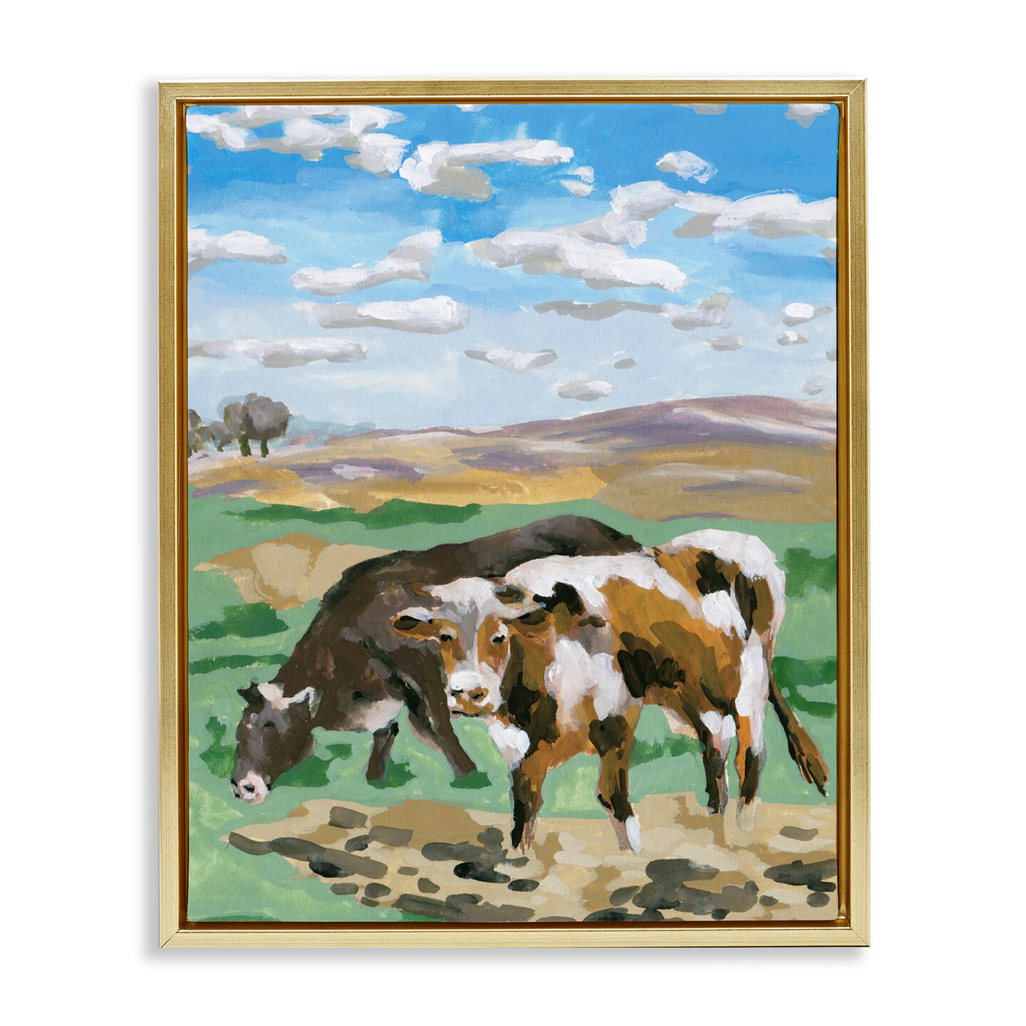Stupell Industries Grazing Cattle Landscape Framed Floater Canvas Wall Art Design by Melissa Wang