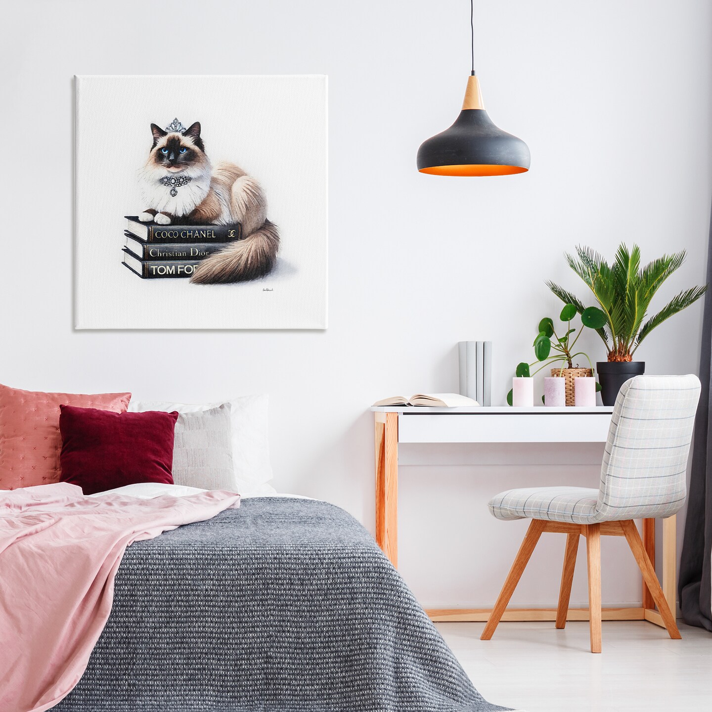 Stupell Industries Elegant Glam Cat & Books Canvas Wall Art Design by Amanda Greenwood