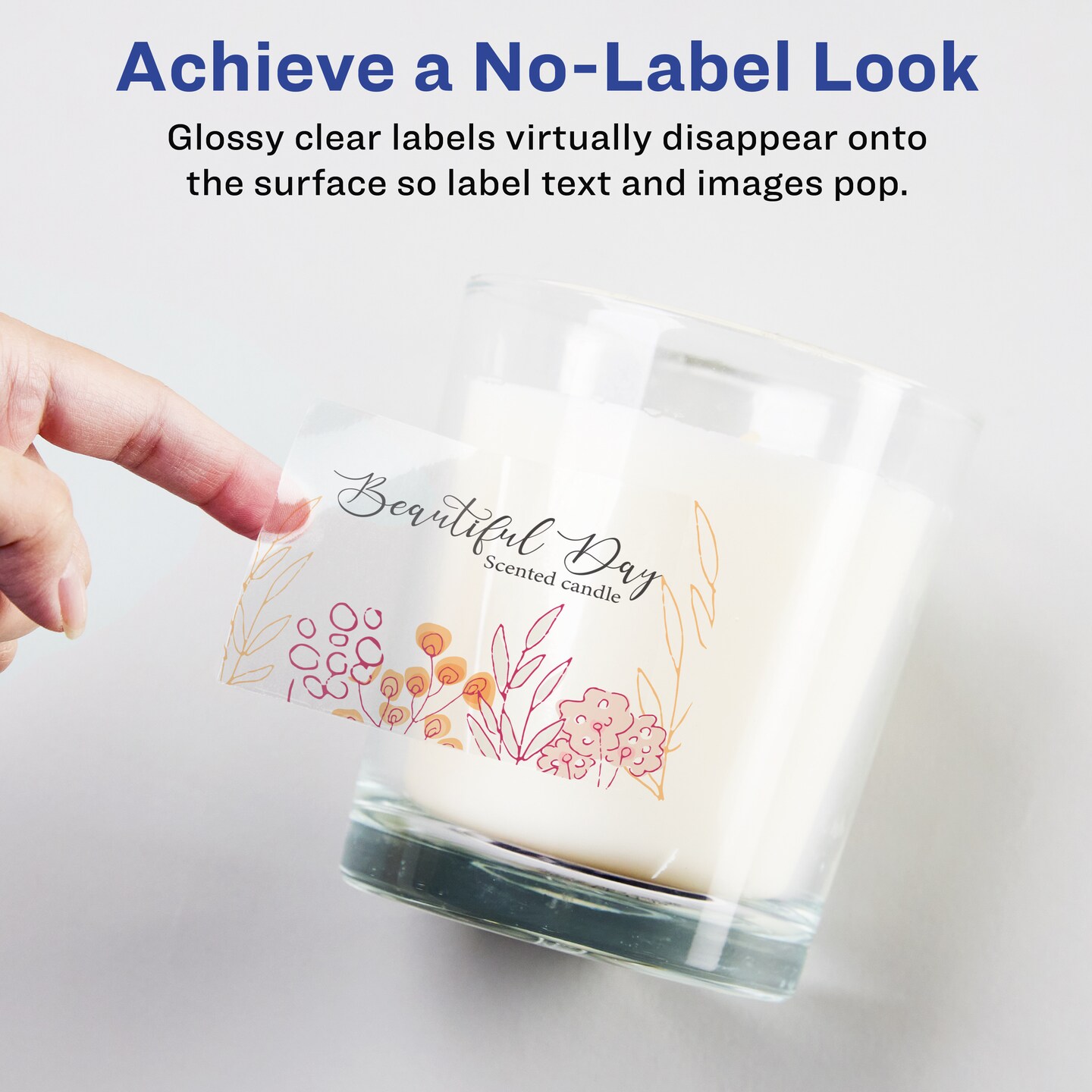 Avery Glossy Clear Rectangle Labels with Sure Feed, 2-1/3&#x22; x 3-3/8&#x22;