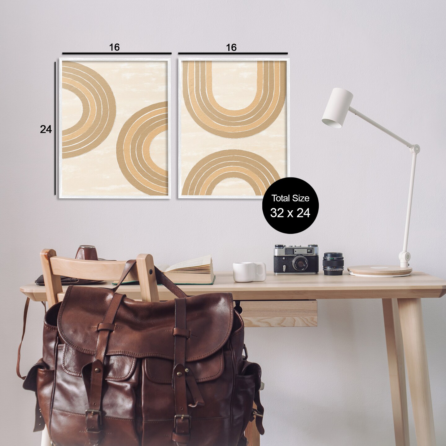 Stupell Industries Neutral Beige Rainbows 2 pc Framed Giclee Wall Art Set Design by Martina Pavlova