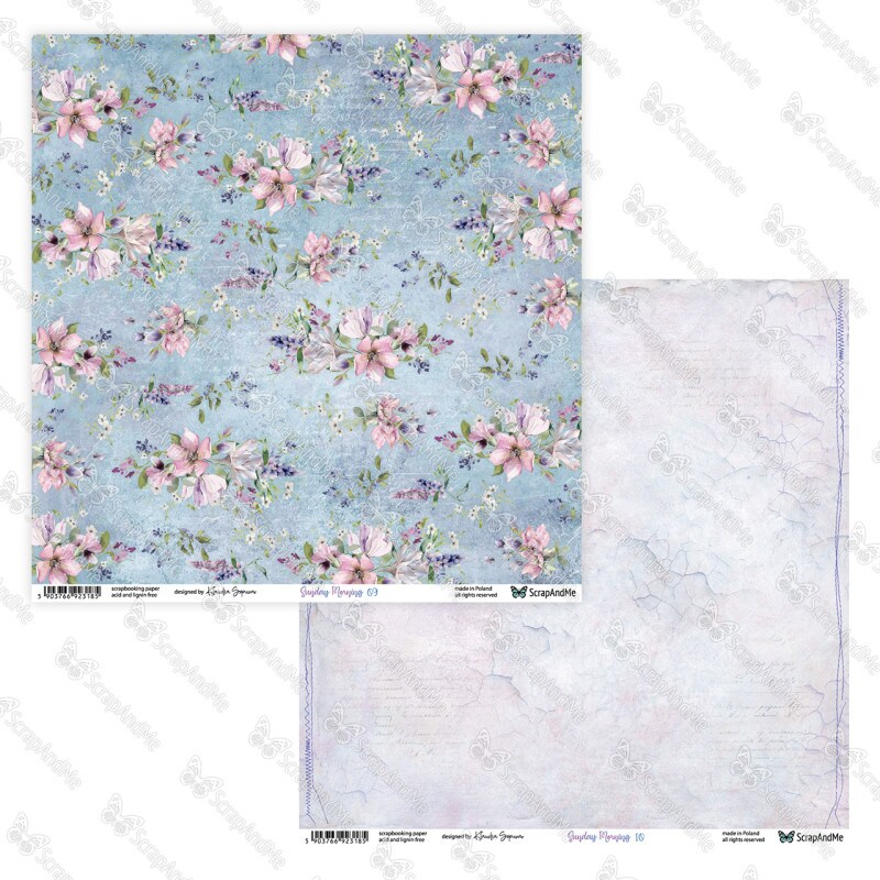 ScrapAndMe “Sunday Morning” 12x12 Scrapbook Paper Pack | 5 Double-Sided Sheets | Soft Floral Designs