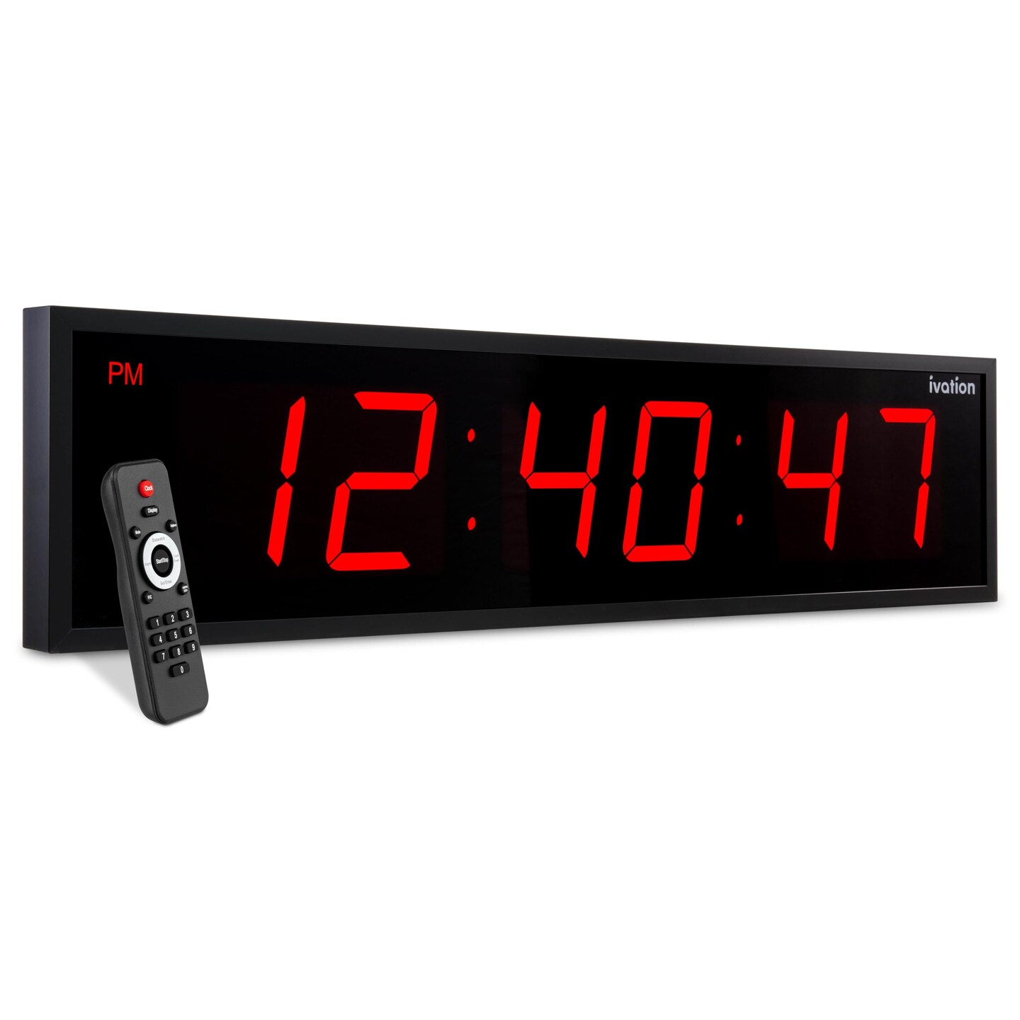 Ivation 60'' Large Digital Wall Clock, LED Digital Clock with Remote Control - Stopwatches