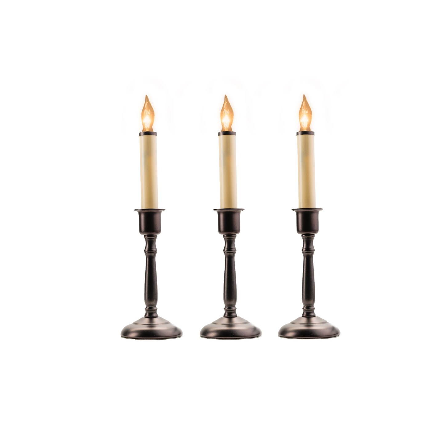 CC Christmas Decor Lighted LED Window Candles - 12&#x22; - Beige and Bronze - Set of 3